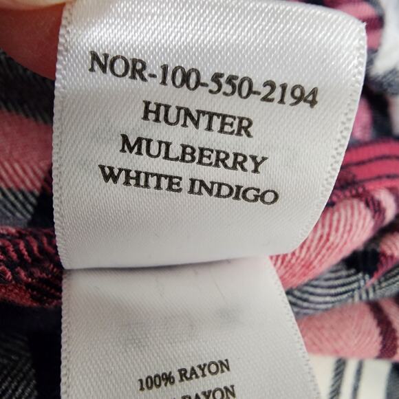 Rails Hunter Plaid Long Sleeve Button Up Shirt Mulberry White Indigo Small Soft - Picture 10 of 12